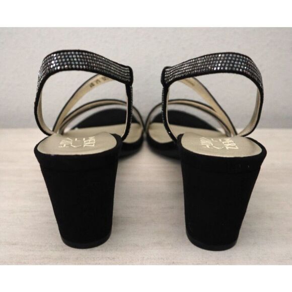 Naturalizer G8501F1001 Women Sz 8M Black Microfiber Vanessa2 Heeled Sandals - Picture 3 of 11